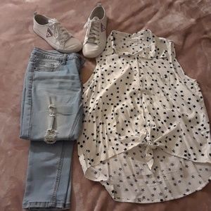 Sleeveless button down shirt